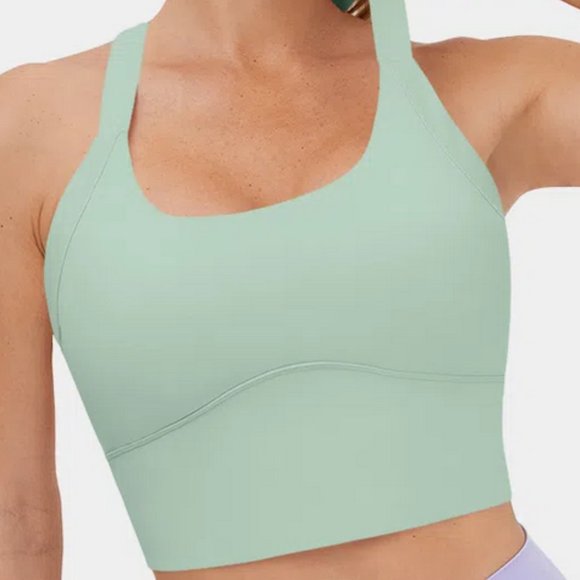 Halara Pale Green Cloudful Backless Cut Out Twisted Cropped Yoga Tank Size XS - Picture 3 of 8